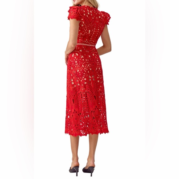 Adelyn Rae Red Lace Midi Dress, size S, NWT - Picture 2 of 11